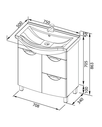 Раковина Aquanet Everson ECB58751