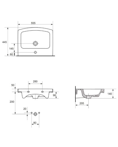 Раковина 55,5х44,5 см Cersanit Easy UM-ES55/1