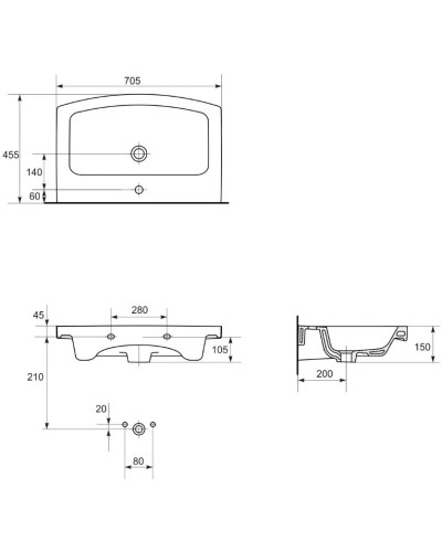 Раковина 70,5х45,5 см Cersanit Easy UM-ES70/1