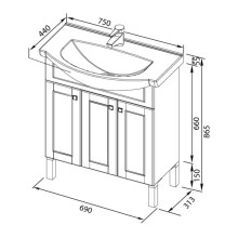 Раковина Aquanet Элеганс 750
