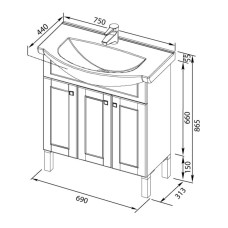 Раковина Aquanet Элеганс 750