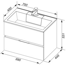 Раковина Aquanet Фортуна 70