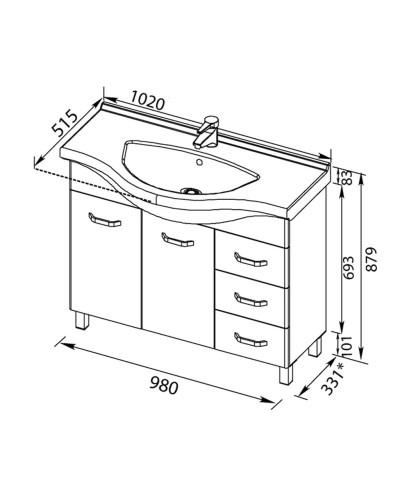 Раковина Aquanet Yalaier 1100