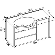 Раковина Aquanet Лайн 90 00165033