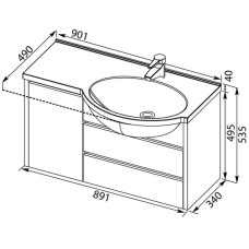 Раковина Aquanet Лайн 90 00164745