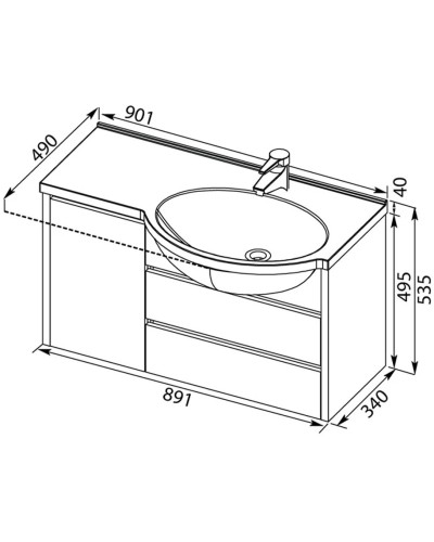 Раковина Aquanet Лайн 90 00164745