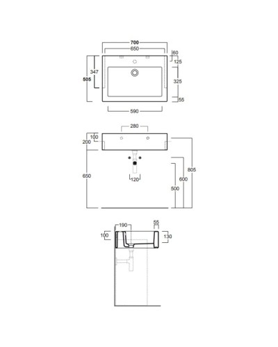 Раковина полувстраиваемая 70х50,5 см Simas Frozen FZ15bix1