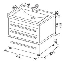 Раковина Aquanet Нота 75
