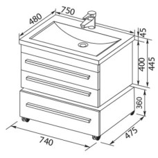 Раковина Aquanet Нота 75
