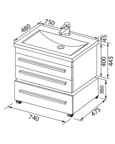 Раковина Aquanet Нота 75