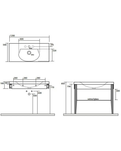 Раковина 120х50 см Kerasan Bentley 393201x1