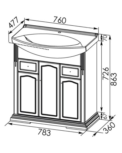Раковина Aquanet Лагуна 75