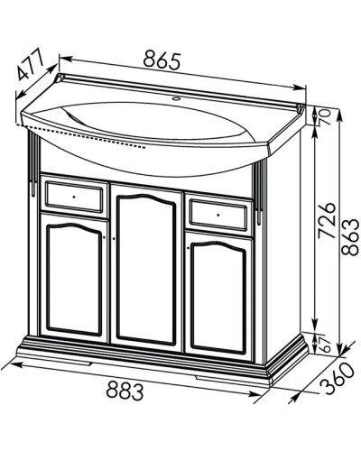 Раковина Aquanet Лагуна 85