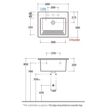 Раковина без отверстия под смеситель 60х50 см Globo Forty3 FO063.bix0