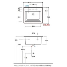 Раковина без отверстия под смеситель 60х50 см Globo Forty3 FO063.bix0
