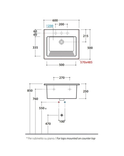 Раковина без отверстия под смеситель 60х50 см Globo Forty3 FO063.bix0