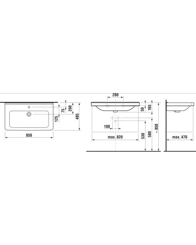 Раковина Cubito 85x48 см Jika 8104260001041