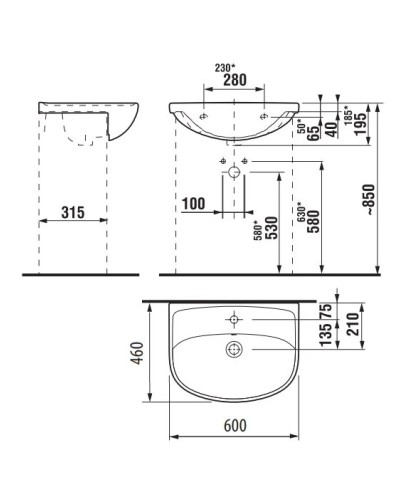 Раковина 60x46 см Jika Lyra Plus 8133830001041