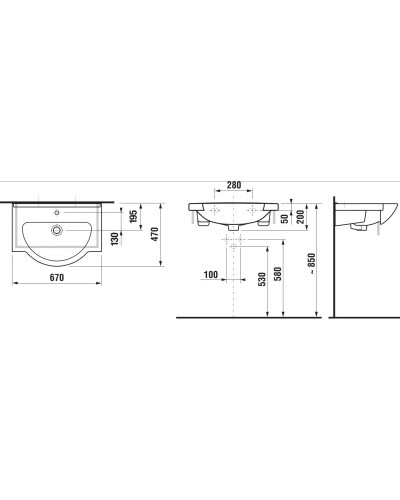 Раковина 67x47 см Jika Mio 8147150001041