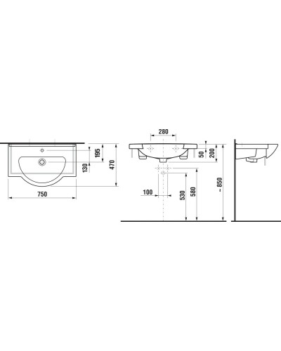 Раковина 75x47 см Jika Mio 8147160001041
