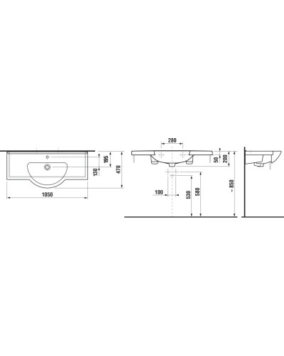 Раковина 105x47 см Jika Mio 8147170001041