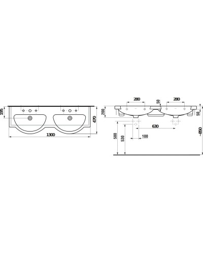 Раковина 130x47 см Jika Mio 8147190001041