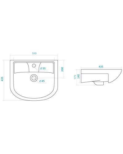 Раковина 51х43,5 см Santek Ладога 1.WH11.0.256