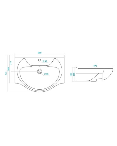 Раковина 66х47,5 см Santek Байкал 1.WH10.9.651