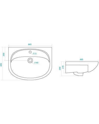 Раковина 66,5х49,5 см Santek Стелла 1.WH11.0.174