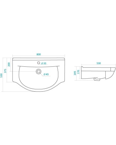 Раковина 80х53 см Santek Эльбрус 1.WH10.9.653