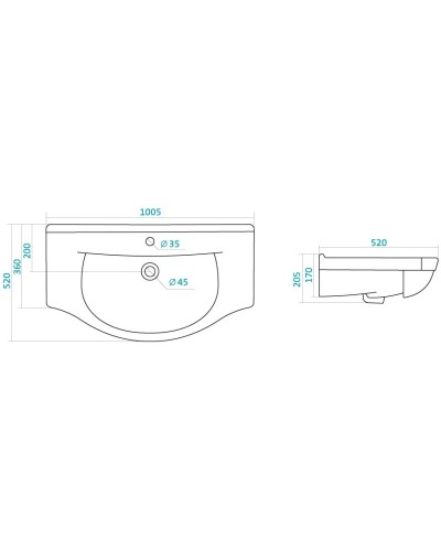 Раковина 100,5х52 см Santek Эльбрус 1.WH11.0.255