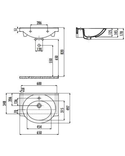 Раковина 65х49,7 см Creavit Etol ET06500000