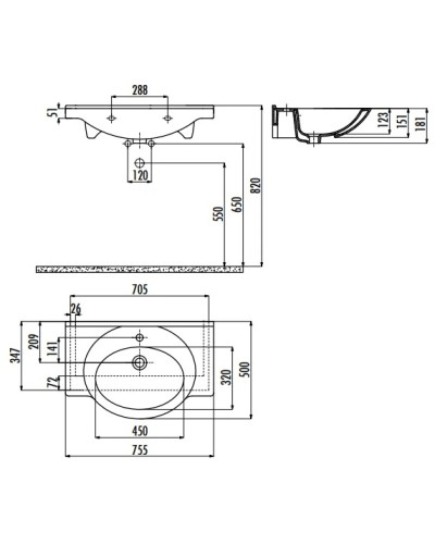 Раковина 75,5х50 см Creavit Etol ET07500000