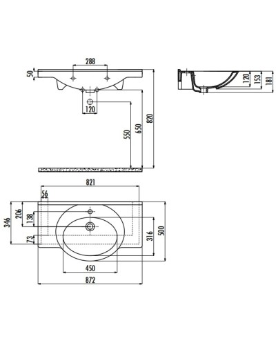Раковина 87,2х50 см Creavit Etol ET08500000