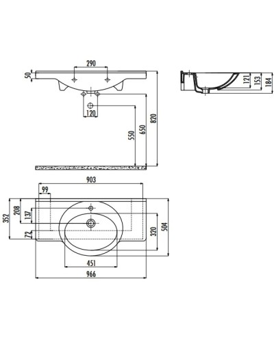 Раковина 105,4х50 см Creavit Etol ET10500000