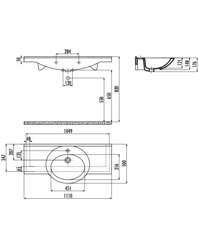 Раковина 111х50 см Creavit Etol ET11000000