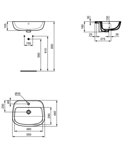 Раковина 55х44 см Ideal Standard Esedra T290501