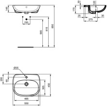 Раковина 55х45 см Ideal Standard Tesi T010001