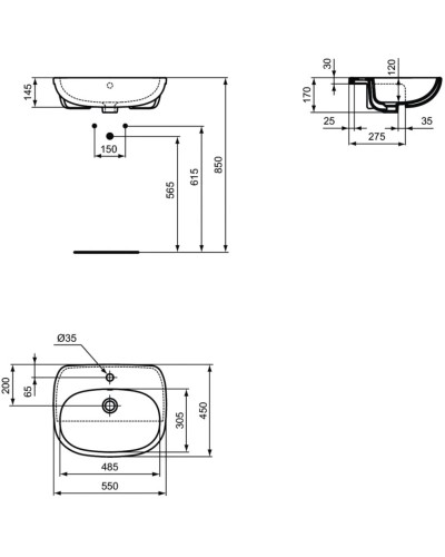 Раковина 55х45 см Ideal Standard Tesi T010001