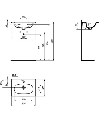 Раковина 52,5х37,5 см Ideal Standard Tesi Vanity T351101