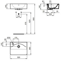 Раковина 50х36 см Ideal Standard Connect Cube E779401
