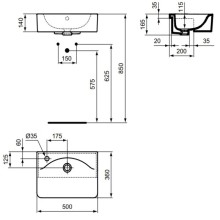 Раковина 50х36 см Ideal Standard Connect Cube E779401