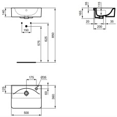Раковина 50х36 см Ideal Standard Connect Cube E779501