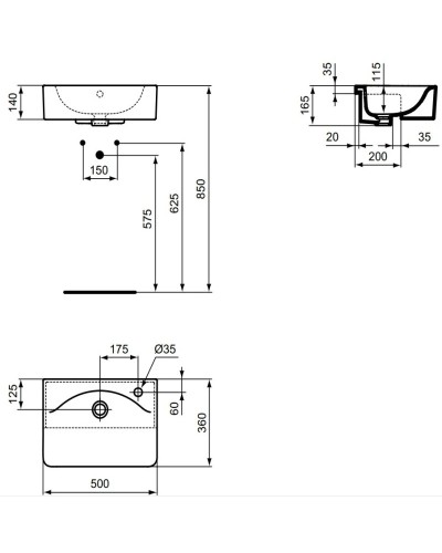 Раковина 50х36 см Ideal Standard Connect Cube E779501