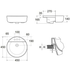 Раковина 45х45 см Ideal Standard Connect Sphere E806501