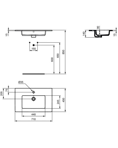 Раковина 71х45 см Ideal Standard Tempo Vanity E053501