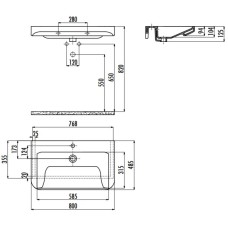 Раковина 80х48,5 см Creavit Icon IC08000000