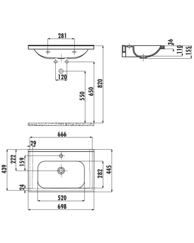 Раковина 69,8х44,5 см Creavit Ideal ID07000000