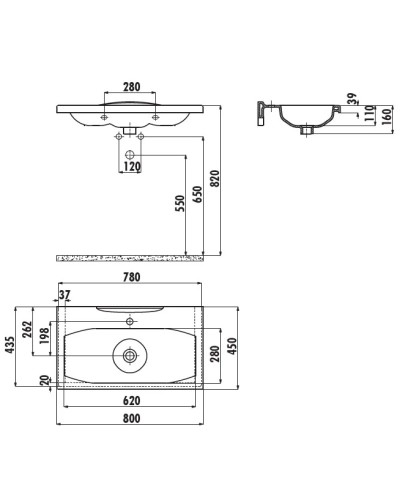 Раковина 80х45 см Creavit Luna LN18000000