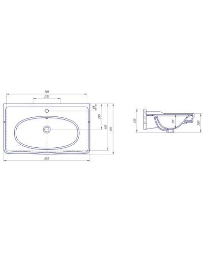 Раковина 85,5х50,5 см Kirovit Модерн 850